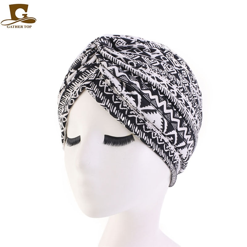 New Women Soft Floral Print Cotton Women Turban Fashion Banadans