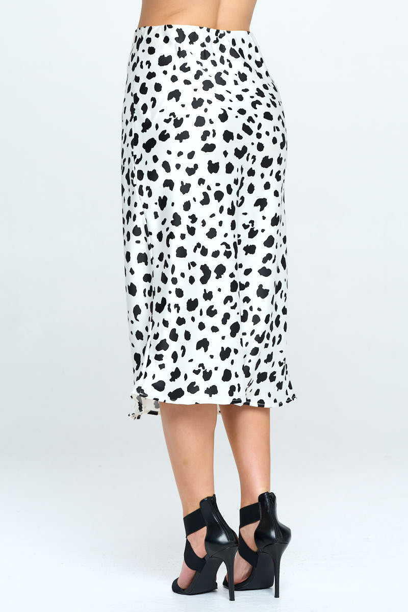 Animal Print Satin Midi Skirt