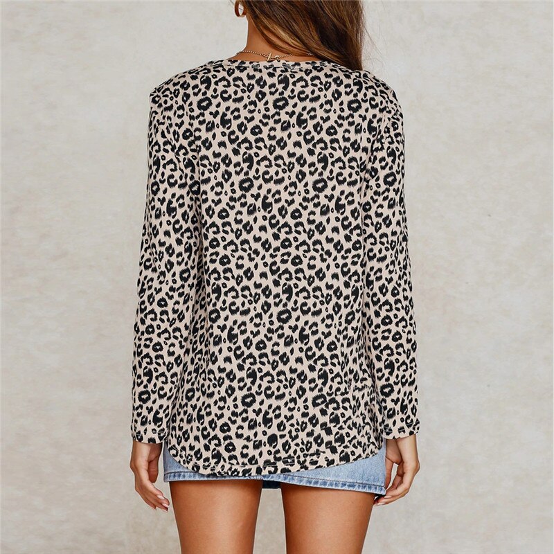 T Shirt Women Leopard Print Long