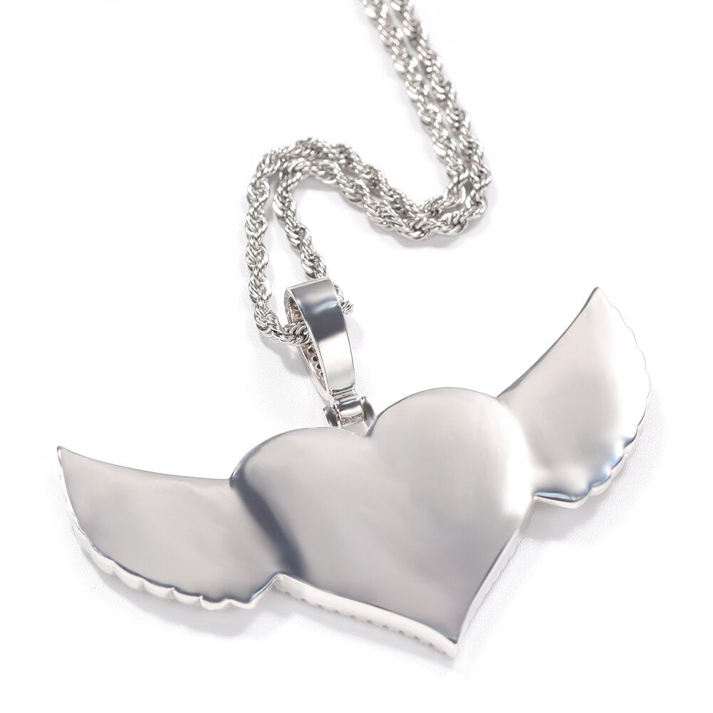 The Bling King DIY Photoes Necklace Heart Shape With Wing Fashion