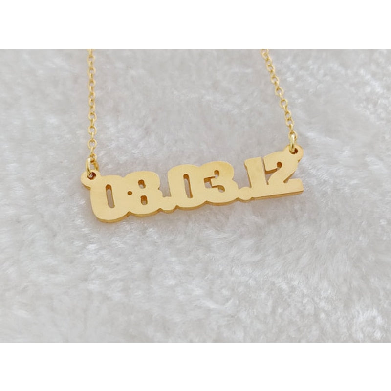 Women Men Custom Number Necklace Personalized Date