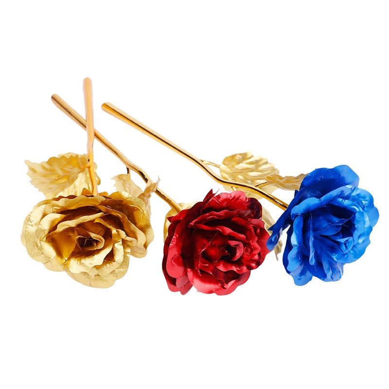 YO CHO Artificial Flowers 24k Gold Rose with Box New Year