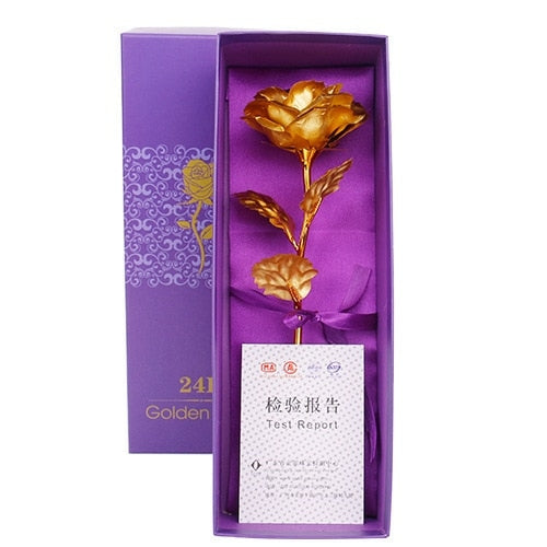 YO CHO Artificial Flowers 24k Gold Rose with Box New Year