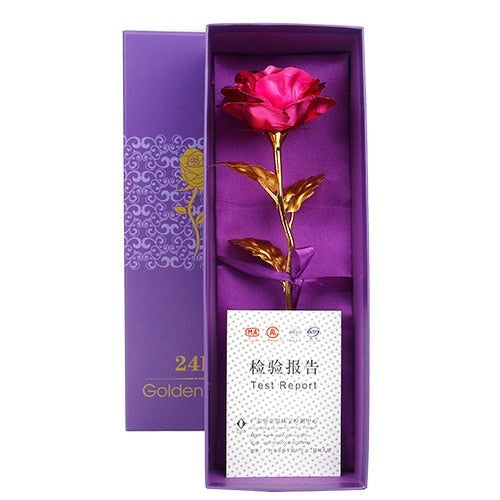 YO CHO Artificial Flowers 24k Gold Rose with Box New Year