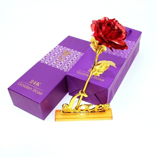 YO CHO Artificial Flowers 24k Gold Rose with Box New Year