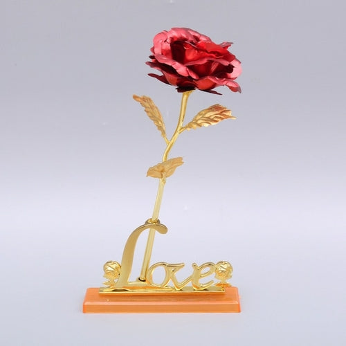 YO CHO Artificial Flowers 24k Gold Rose with Box New Year