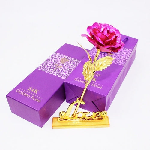 YO CHO Artificial Flowers 24k Gold Rose with Box New Year