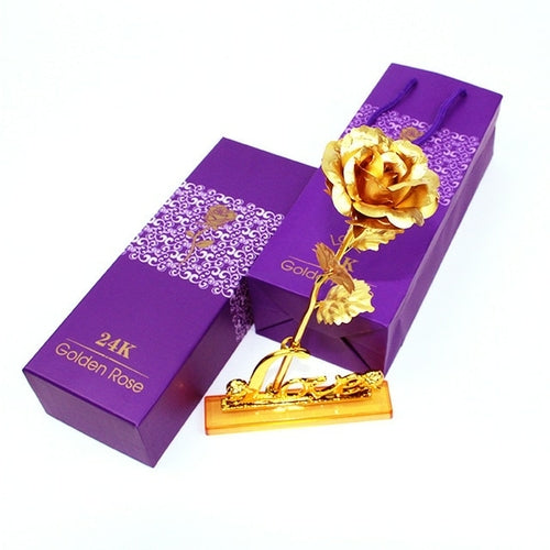 YO CHO Artificial Flowers 24k Gold Rose with Box New Year