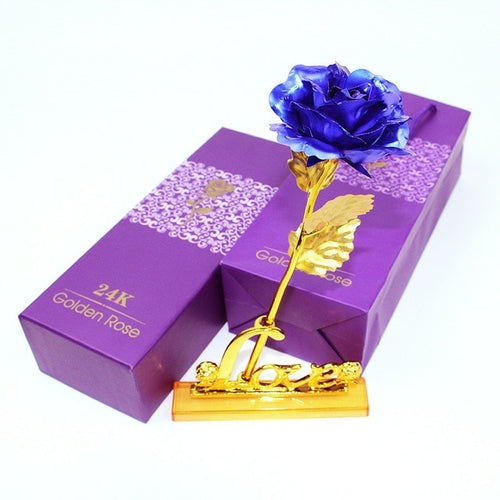 YO CHO Artificial Flowers 24k Gold Rose with Box New Year