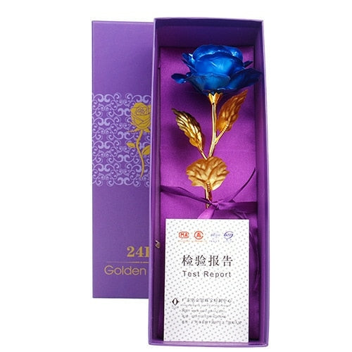 YO CHO Artificial Flowers 24k Gold Rose with Box New Year