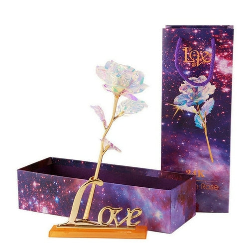 YO CHO Artificial Flowers 24k Gold Rose with Box New Year