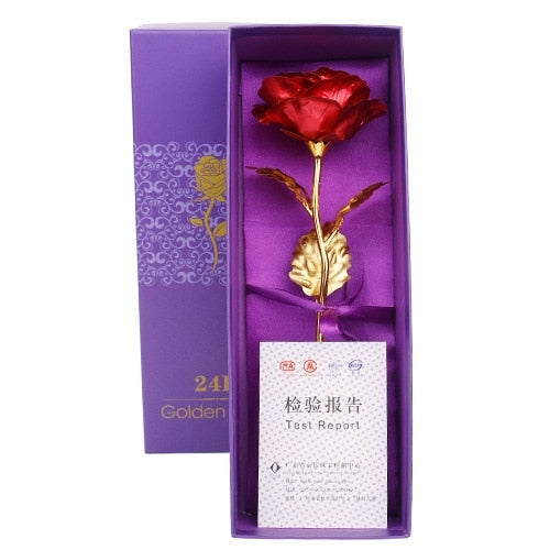 YO CHO Artificial Flowers 24k Gold Rose with Box New Year