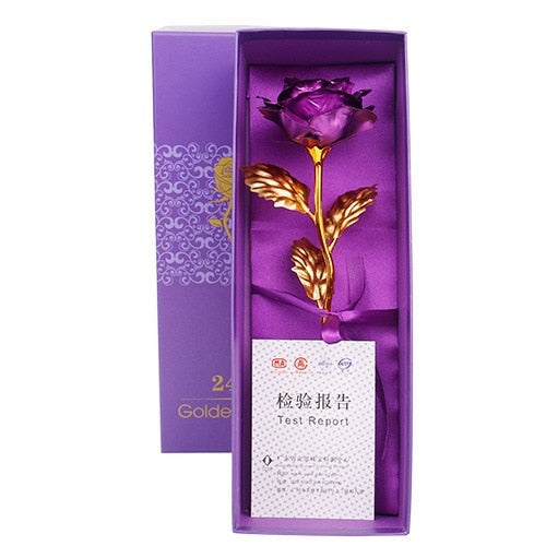 YO CHO Artificial Flowers 24k Gold Rose with Box New Year