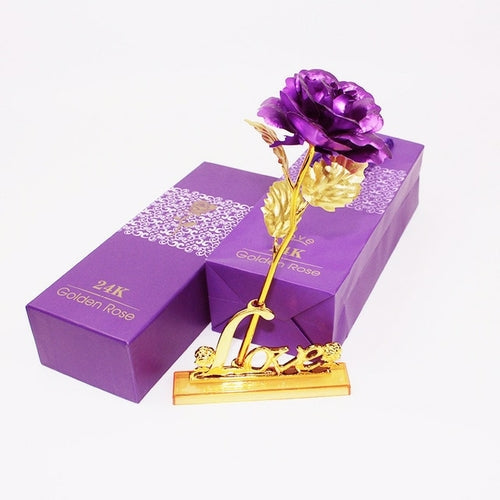 YO CHO Artificial Flowers 24k Gold Rose with Box New Year