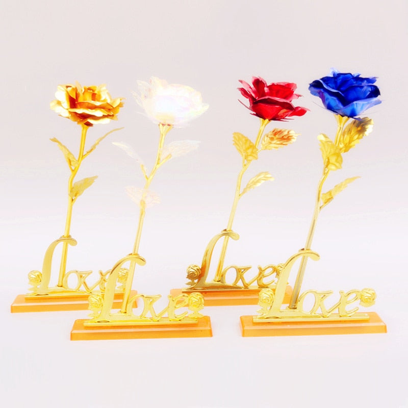 YO CHO Artificial Flowers 24k Gold Rose with Box New Year