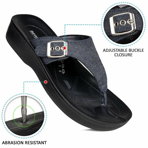 Aerosoft Denimre Adjustable Buckle Women’s T Strap Sandals