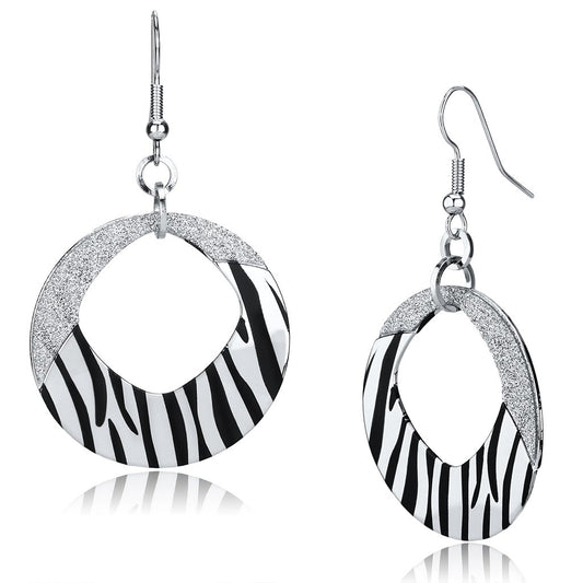 LO2702 - Rhodium Iron Earrings with Epoxy  in Jet